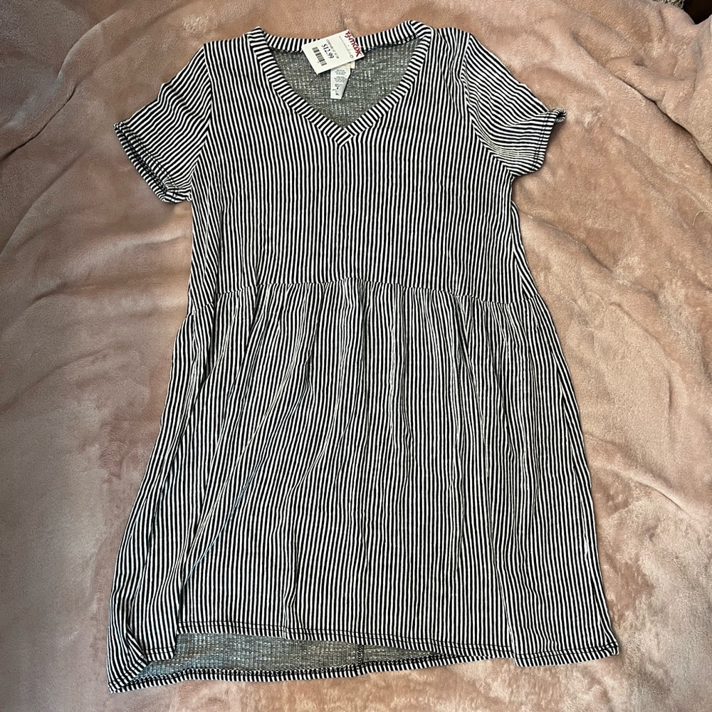 Black and white striped dress